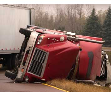 semi overturned
